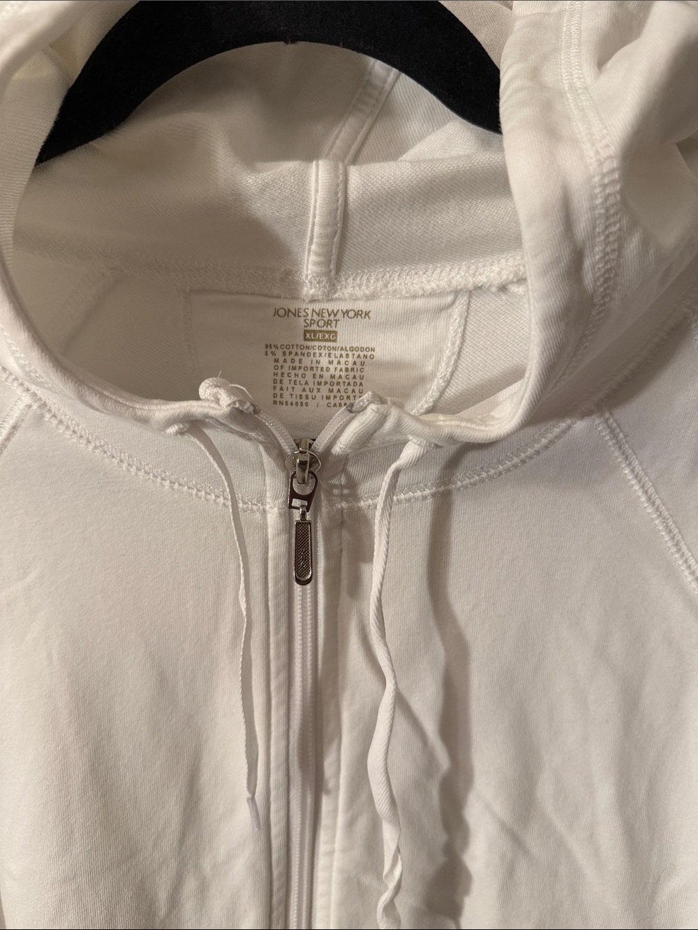 Jones New York Sport White Zip Hoodie with Silver Hardware XL - Picture 3 of 8